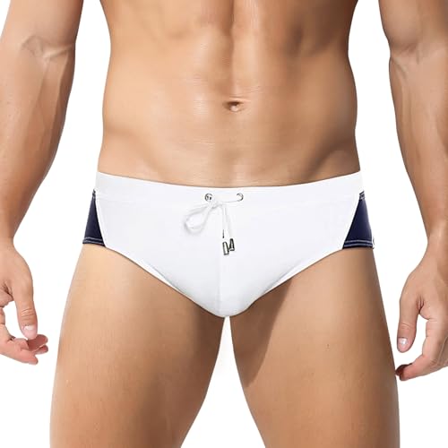 Ausing Herren Badehose Slip Eng Kurz Badeslip Badehosen für Männer Schwimmhose Wassersport Classic Swimming Swim Briefs XL von Ausing