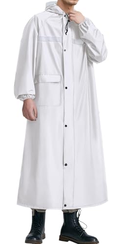 Ausing Reflektorstreifen Regenmantel für Männer Frauen Unisex Wasserdichte extra lange Regenjacke Wiederverwendbares Regencape für Fahrrad, Grau XL von Ausing