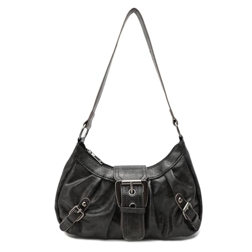 Ausing Schultertasche Vintage Y2K Handtasche Damen Mini Umhängetasche Elegante Schultertasche für Party Date und Abendevents Grau von Ausing