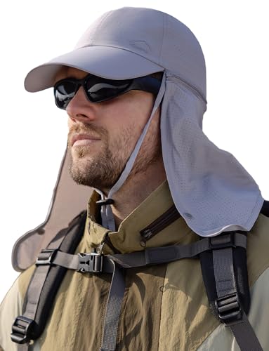 Ausing Sonnenhut Herren Abnehmbarer Nackenschutzklappe Cap breiter Krempe Grau von Ausing