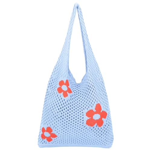 Ausing Strandtaschen Damen Gehäkelte Tragetasche Strandtasche Umhängetasche Strandurlaub Blau von Ausing