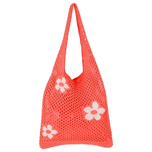 Ausing Strandtaschen für Damen Handtasche Gestrickte Tasche Shopper Leicht Tragbar Orange von Ausing