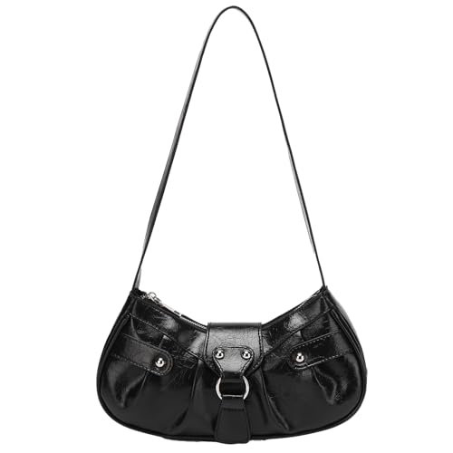 Ausing Trend Handtasche Y2K Stil Schultertasche Vintage Schultertasche Vintage Y2K Handtasche Damen Ideal für Abendevents Shopping Freizeit Schwarz von Ausing