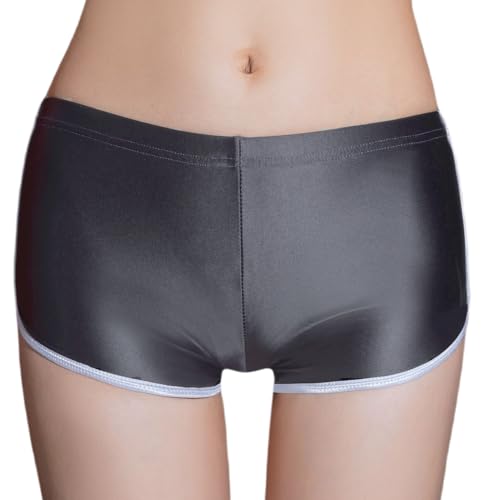 Ausing Unterwäsche Damen Glänzende Metallische Shorts String Tanga Stretch Unterhosen Boxer Briefs Slip Damen Schwarz M von Ausing