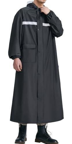 Ausing Wasserdichter Regenmantel Fahrradfahren Regenponcho Tragbare Leichte Regenjacke mit Kapuze Fahrrad Regencape, Schwarz XXL von Ausing