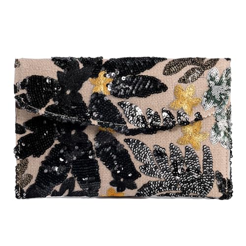 Ausing Wunderschöne Bestickte Umhängetasche Handarbeit Boho-Chic-Design Weich und Leicht Perfektes Ethnisches Accessoire für Aktive Frauen Schwarz von Ausing