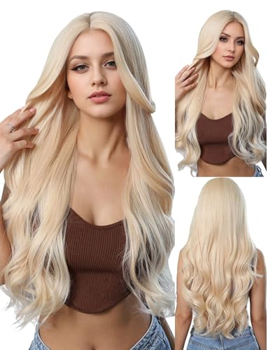 Blonde lockige Perücken Platin synthetische lange Welle Perücke für Frauen Mädchen Parteien täglichen Gebrauch Karneval von Ausing