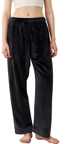 Damen Flauschige Lounge Hose Weit geschnittene Plüsch Pyjama Hose Lange Haushose Winter Warme Fleece Schlafanzughose Gemütliche Schlafbekleidung von Ausing