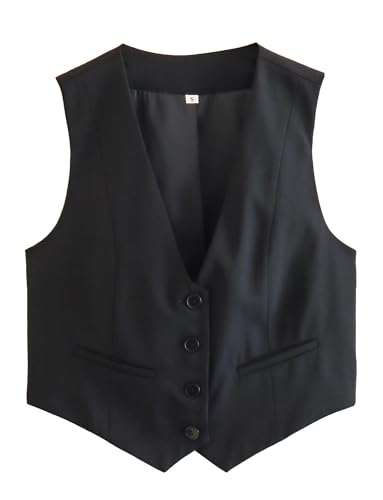 Damen V-Ausschnitt Weste Mode Ärmellose Button-Down-Business-Weste Jacke für das Büro von Ausing