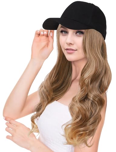 Perückenhut integrierter Langhaarperücke Damen Cap mit Glattem Langhaar,Abnehmbar und Atmungsaktiv von Ausing