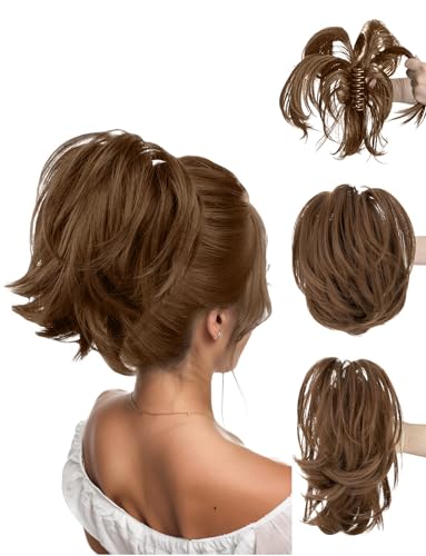 Pferdeschwanz lockige gewellte Haarklammer Haarteil Pferdeschwänze Haarverlängerungen Haarteile für Frauen Ponytail Extension Hellbraun von Ausing