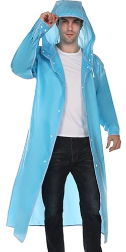 Unisex Regen Poncho Ultraleichter Wiederverwendbarer Wasserdichter Regenmantel Faltbare Regenbekleidung mit Ärmel Outdoor, Blau M von Ausing