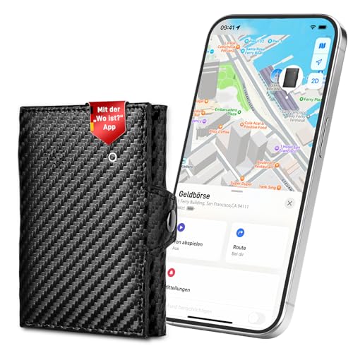 Auskang Slim Smart Geldbörse, Kompatibel mit den iOS Wo ist? (Find My) App -Kreditkartenetui mit RFID-Schutz, Kartenetui Smart Wallet mit Portmonee Geldbeutel klein für Herren & Damen von Auskang