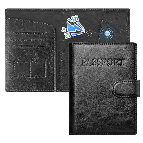Auskang Smart Reisepasshülle Anti-Fallout Passport hülle mit IOS Wo ist? (Find My) App, RFID Passport Holder Kunstleder Passhülle Schutzhülle Reisezubehör für Damen Herren - Schwarz von Auskang