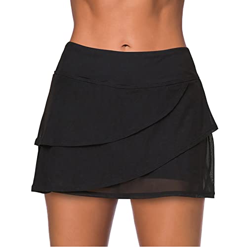 Ausla Damen-Bikinihose mit Volant und Hoher Taille, Bademode Gefüttert mit Shorts(M-Schwarz) von Ausla
