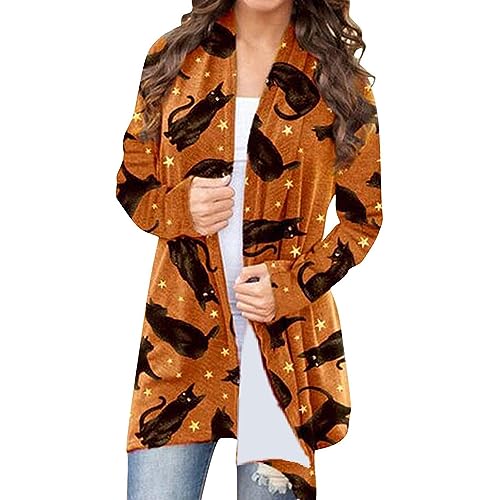 Ausla Damen Langarm Offene Strickjacke Halloween Cardigan Herbst Winter Outwear Strickpullover (M) von Ausla