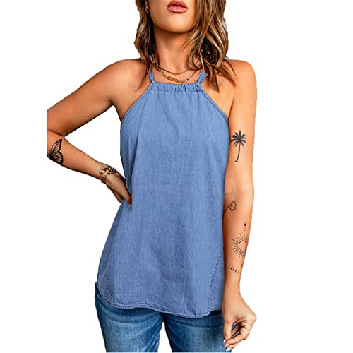 Damen Neckholder Tank Top Oberteil Sommer Elegante Bluse Camisol Schulterfrei Weste Locker Shirts(M) von Ausla