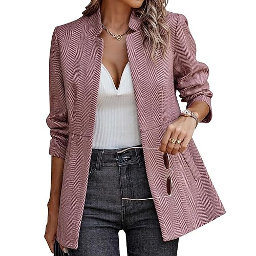 Ausla Damen Stehkragen Blazer Casual Business Jacke Jacquard Elegant Lässige Mantel Slim Fit Cardigan Frühling Herbst (S) von Ausla