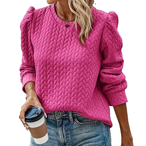 Ausla Strukturierte Damenpullover mit Rundhalsausschnitt und Zopfmuster. Lässige, Langärmlige Pullover-Oberteile mit Rundhalsausschnitt (L) von Ausla