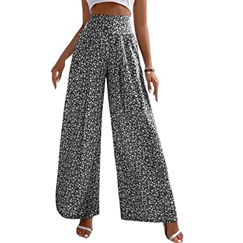 Ausla Damen Boho Weite Bein Hose Activewear Hosen Elastische hohe Taille Jogginghose Strandhosen (L) von Ausla