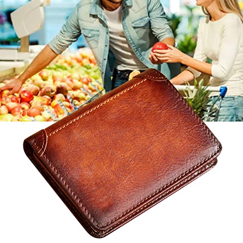 Ausla Triufold Wallet Retro Large Space Multi Card Slots Männer Leder Brieftasche 12.1x9.5x1.5 cm (Brown) von Ausla