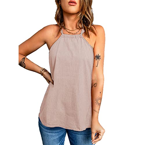 Damen Neckholder Tank Top Oberteil Sommer Elegante Bluse Camisol Schulterfrei Weste Locker Shirts(S) von Ausla