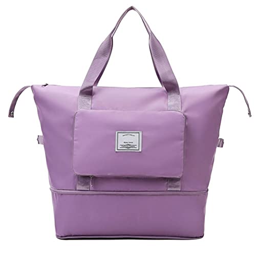 Faltbare Reisetasche mit Großem Fassungsvermögen, wasserdichte Trocken-Nass-Trennung, Sport-Sporttasche, Weekender-Übernachtungstasche für Damen (Purple) von Ausla