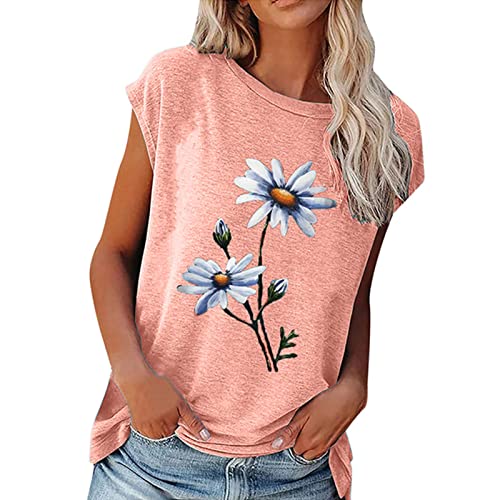 Kurzarm-T-Shirts mit Blumenmuster für Damen, Lässige Sommer-Hemdoberteile (S) von Ausla