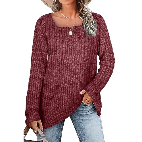 Rippstrick-Pullover für Damen, Elegant, Einfarbig, Lässig, Rundhalsausschnitt, Langärmelig, für die Tägliche Arbeit Im Freien (L) von Ausla