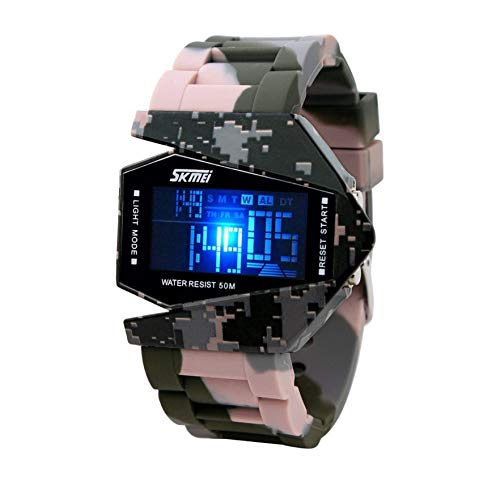 LED Sport Digital Watch Wasserdicht Militär Elektronische Uhr, Cool Noctilucent Flugzeug Design Outdoor Armbanduhr, Multifunktionale Army Watch für Jungen und Mädchen, Riemen von Auspicious beginning