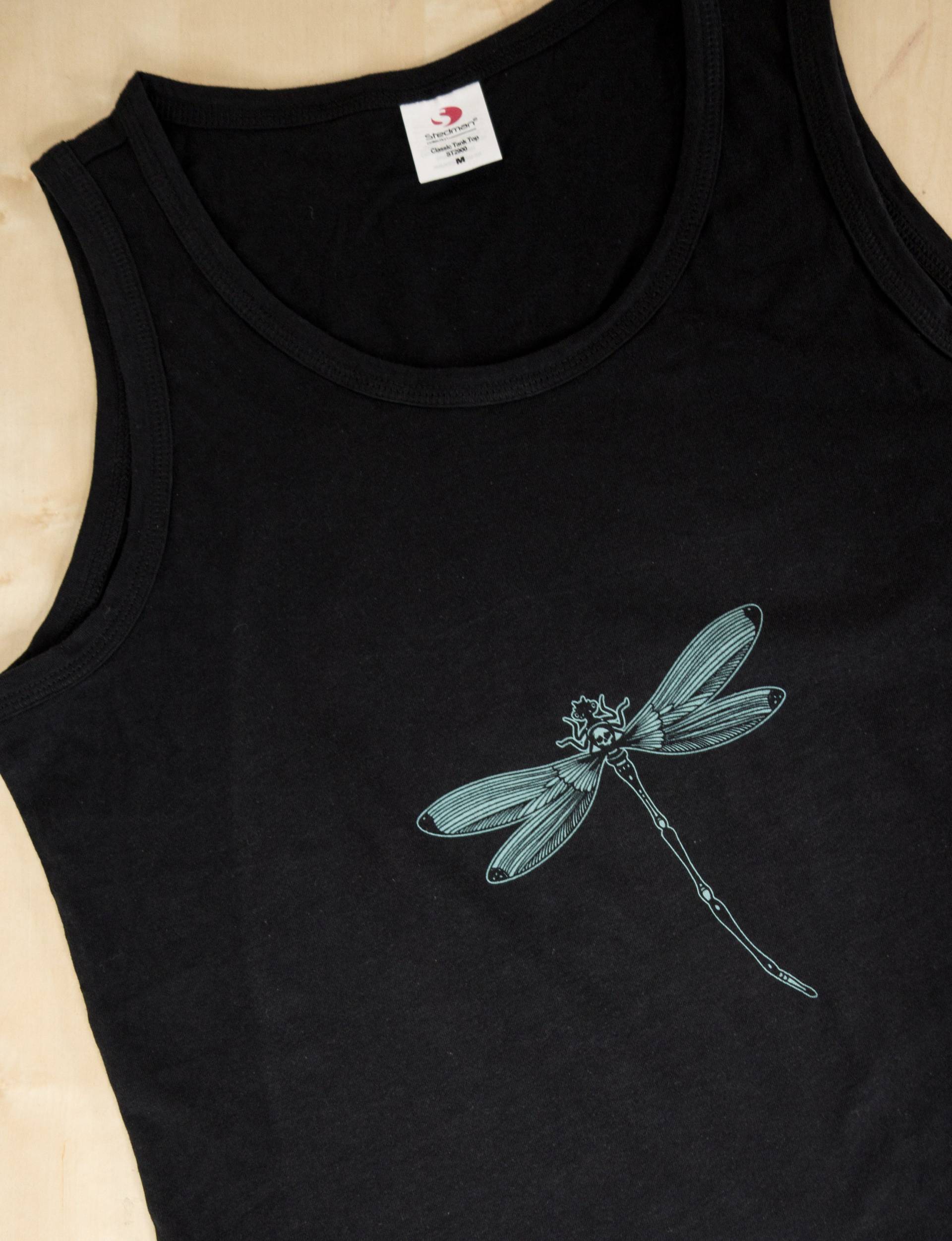 Dragonfly - Woman Tanktop Insect Print Steampunk Shirt Handmade Clothing Special Smooth Print Valentines Gift For Her von AussenseiterDesignz