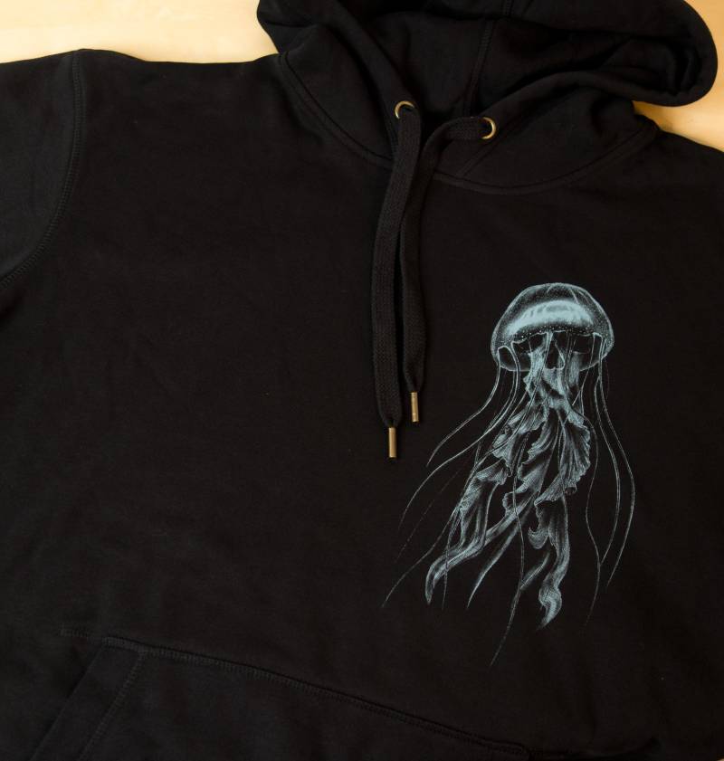 Jellyfish Skull Nautical Steampunk Diver Hoodie - Unisex Handmade Eco Print Sweatshirt von AussenseiterDesignz