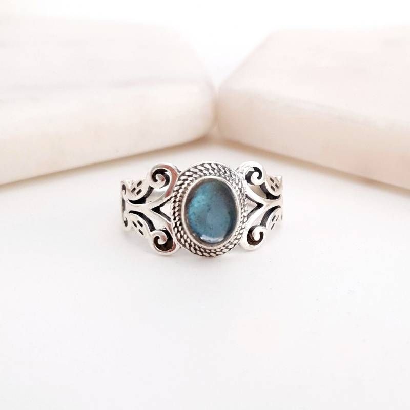 Labradorit Schmetterling Ring | Damen Sterling Silber Edelstein Ooak Us Größe 7 von AussieBohoPrincess