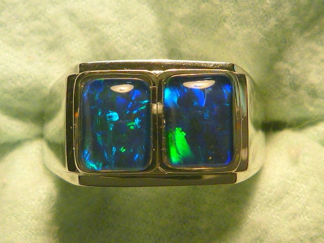 Herren Opal Ring Ss | 925 Natural Triplet 2 X 8 6mm Rechtecke. Artikel 160640 von AussieGemOpals