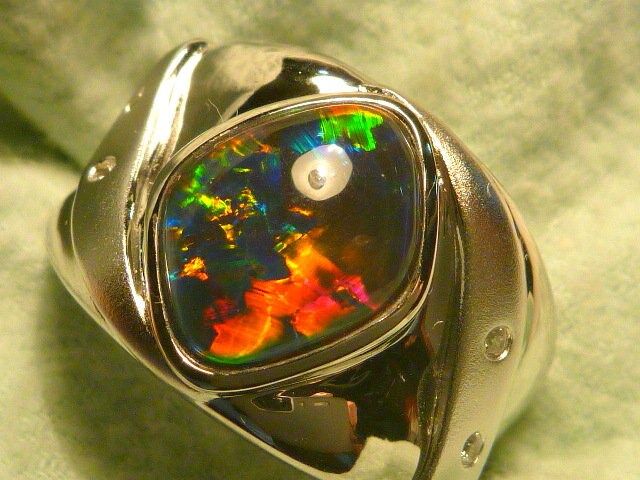 Herren Opal Ring Sterling Silber, Natürlicher Triplet 14x11 Mm F/Form Artikel 170655 von AussieGemOpals