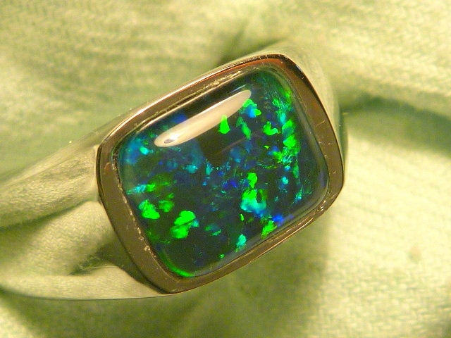 Herren Opal Ring Sterling Silber, Natürlicher Triplet. 10x8mm Rechteck. Artikel 170433 von AussieGemOpals