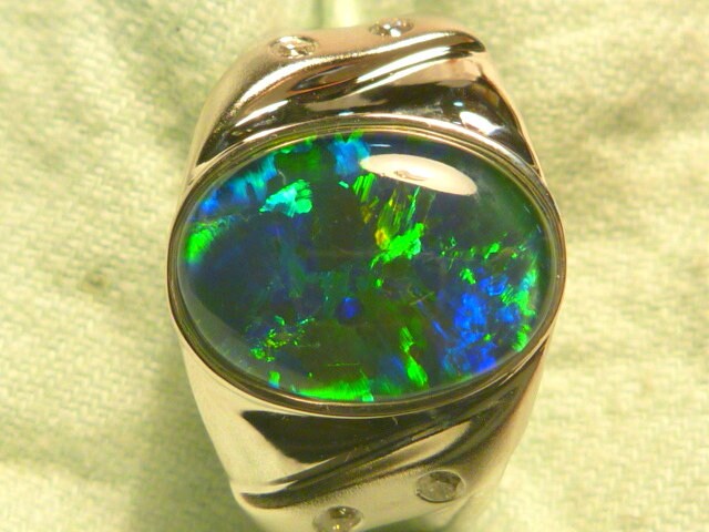 Herren Opal Ring Sterling Silber, Natürlicher Triplet. 14x10mm Oval. Artikel 170010 von AussieGemOpals