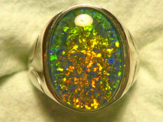 Herren Opal Ring Sterling Silber, Natürlicher Triplet. 18x13 Mm Oval. Artikel 170670 von AussieGemOpals