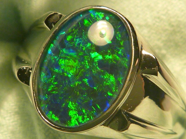 Herren Opal Ring Sterling Silber Natural Triplet 13x9 Mm Oval Artikel 170938 von AussieGemOpals
