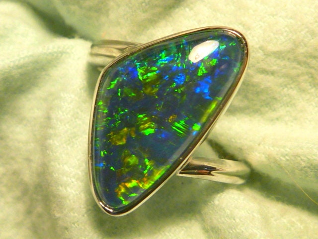 Womens Opal Ring Damen Sterling Silber 925 Freiform Gem Grade Triplet. Artikel 160139 von AussieGemOpals