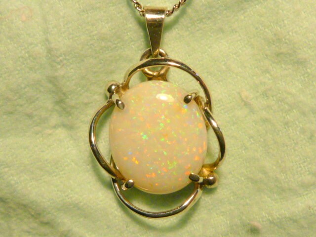 sterling Silber Natürliche Solid Opal Anhänger 14 X 12 Mm Oval. Art.120967 von AussieGemOpals