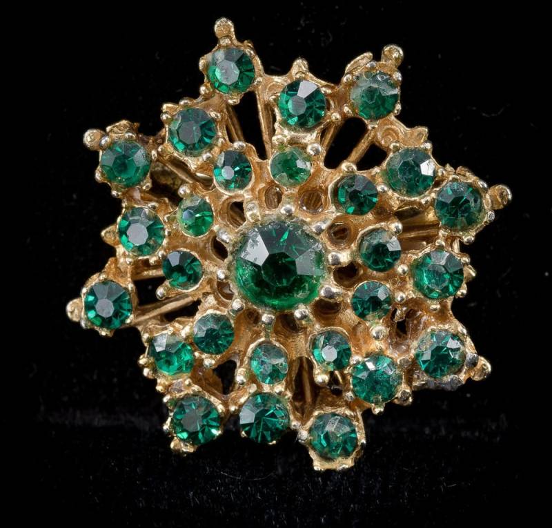 Vintage 1970Er Jahre Grüne Strass Runde Schneeflocke Saint Patricks Brosche Pin von AussieMagic