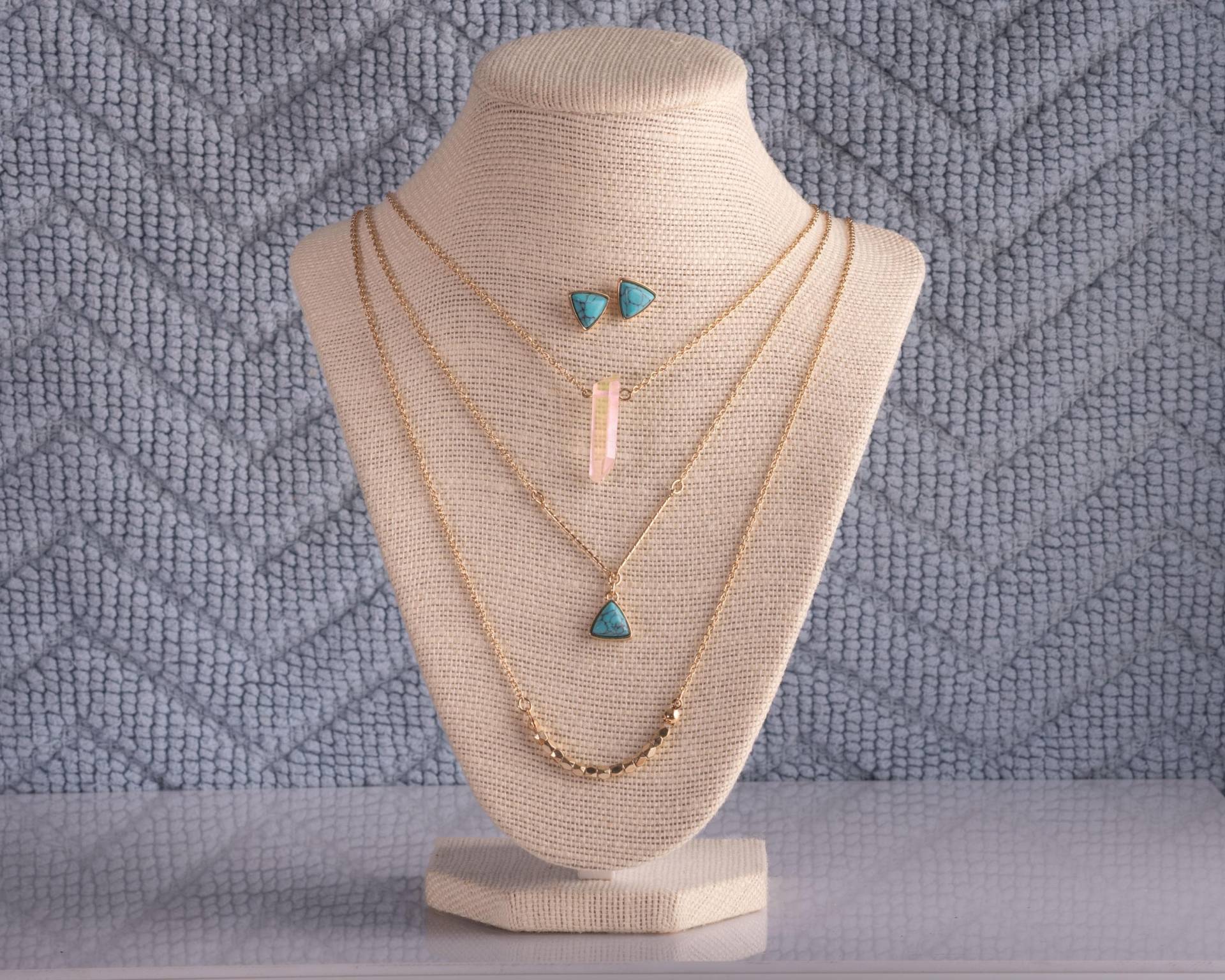 Vintage Türkis Und Quarz Crystal Kostüm Anhänger Halskette Ohrringe Set von AussieMagic