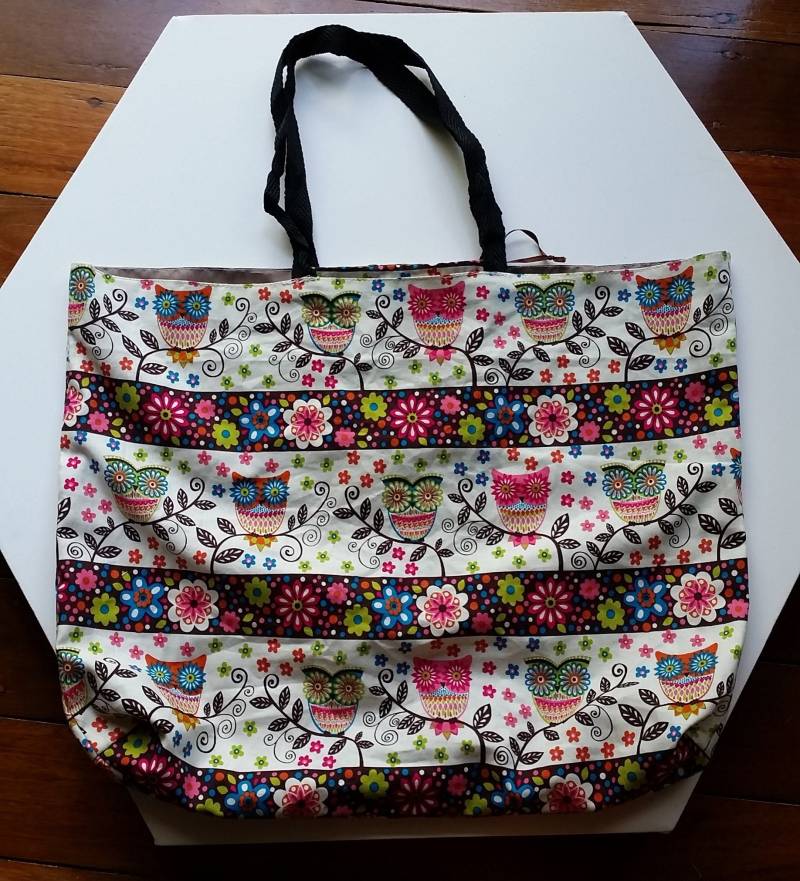 Handgemachte Wiederverwendbare Einkaufstasche Mit Eulendruck Faltbare von Aussiebeeinyabonnet