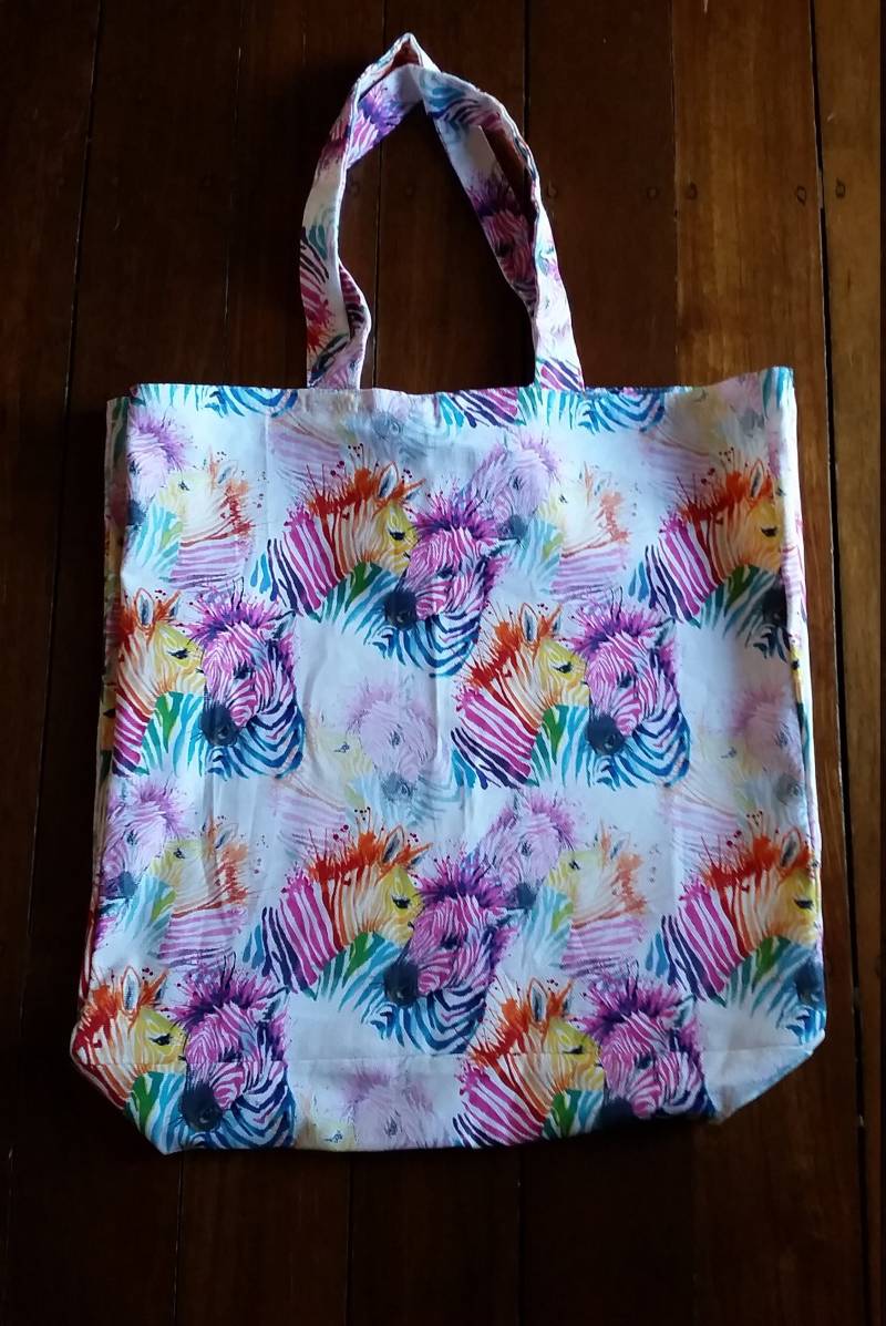 Bunte Wiederverwendbare Einkaufstasche Mit Zebra-Print Faltbare Markttasche von Aussiebeeinyabonnet