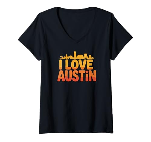 Damen Liebhaber der Stadtlandschaft von Austin T-Shirt mit V-Ausschnitt Damen Liebhaber der Stadtlandschaft von Austin T-Shirt mit V-Ausschnitt von Austin City Skyline Enthusiasts