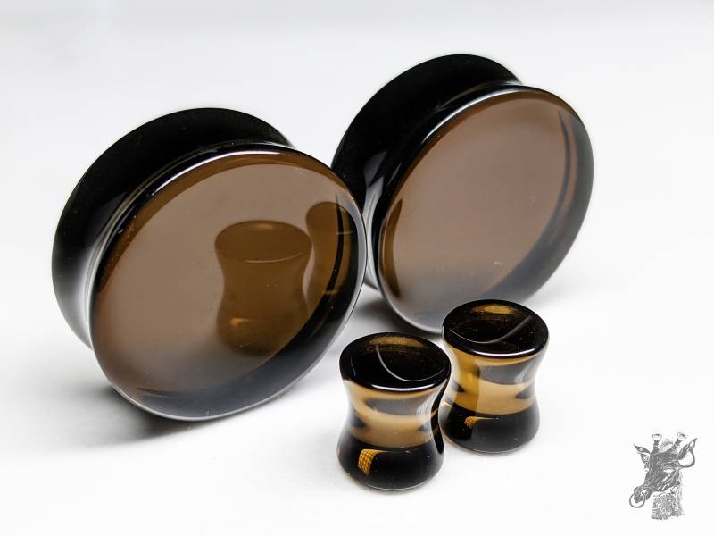 Espresso Glasstopfen Dunkelbraune Double Flare Gauges | Paar von AustinPlugAndTunnel