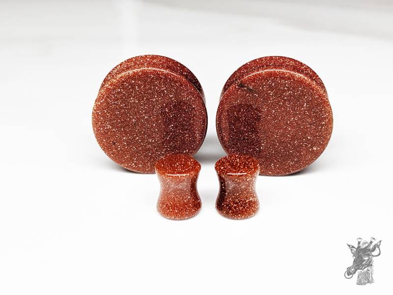 Goldstone Glas Plugs Double Flare Gestreckte Ohr Gauges | Paar von AustinPlugAndTunnel