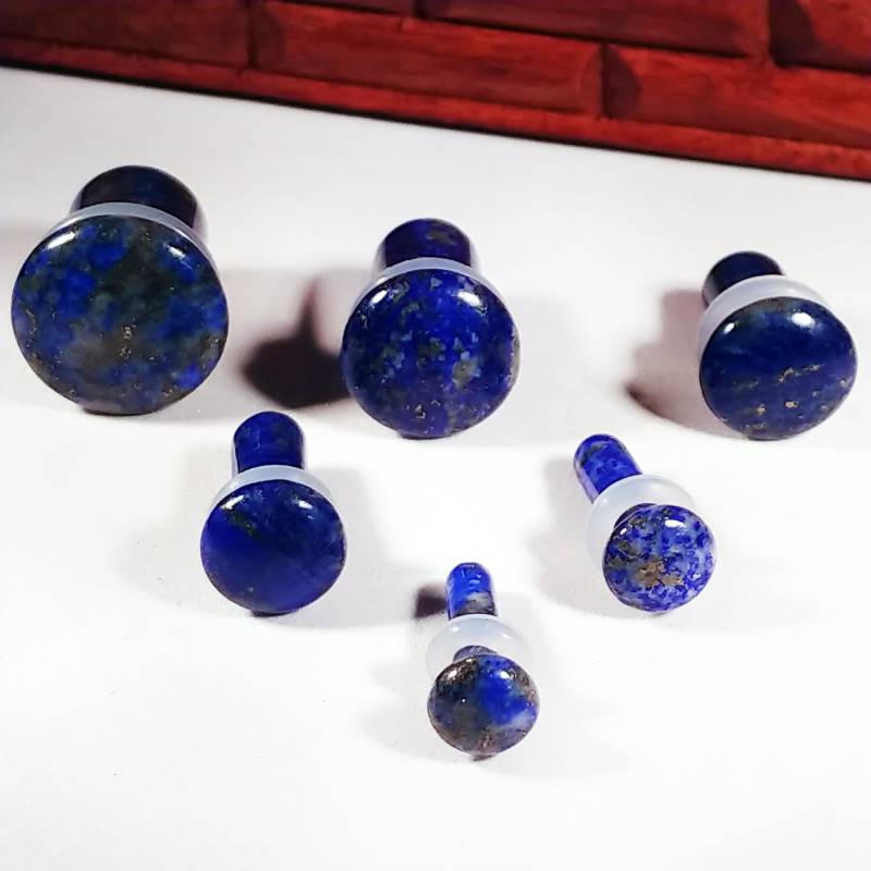 Lapis Lazuli Stein Plugs Single Flare, Gestreckte Ohr Gauges | Paar von AustinPlugAndTunnel