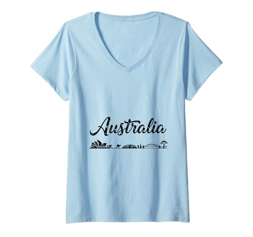 Damen Australien Skyline Reise Urlaub Outfits T-Shirt mit V-Ausschnitt von Australia Casual Clothes T-Shirts